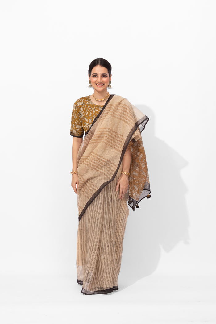Exclusive Amounee Bagru Hand Block Printed Kota Saree