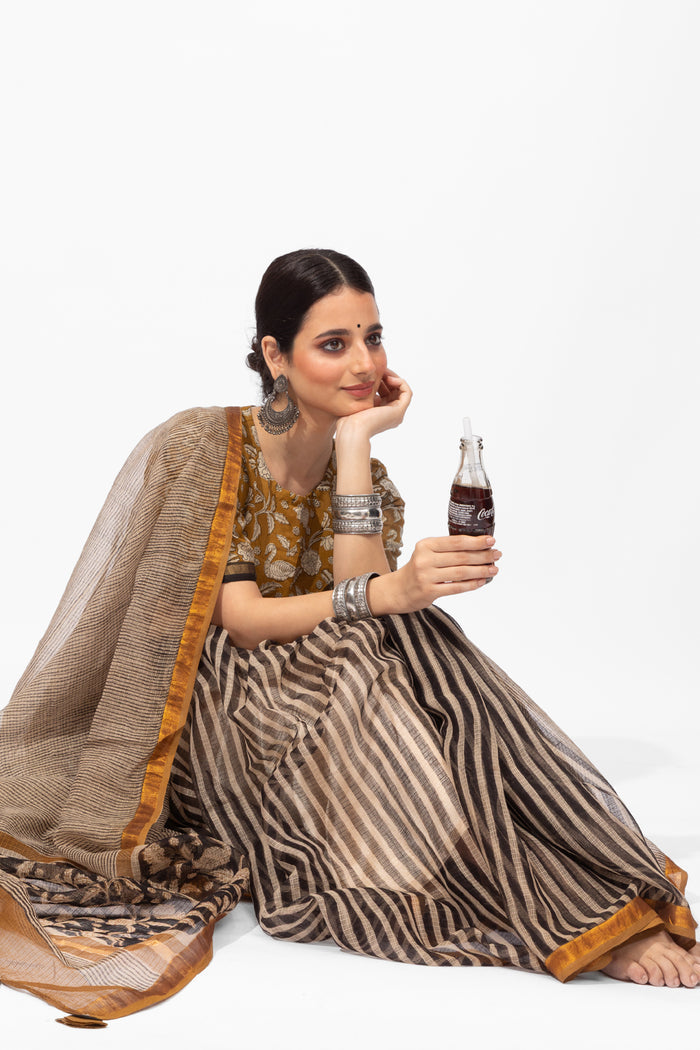 Exclusive Amounee Bagru Hand Block Printed Kota Saree