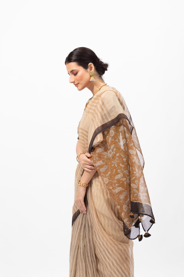Exclusive Amounee Bagru Hand Block Printed Kota Saree