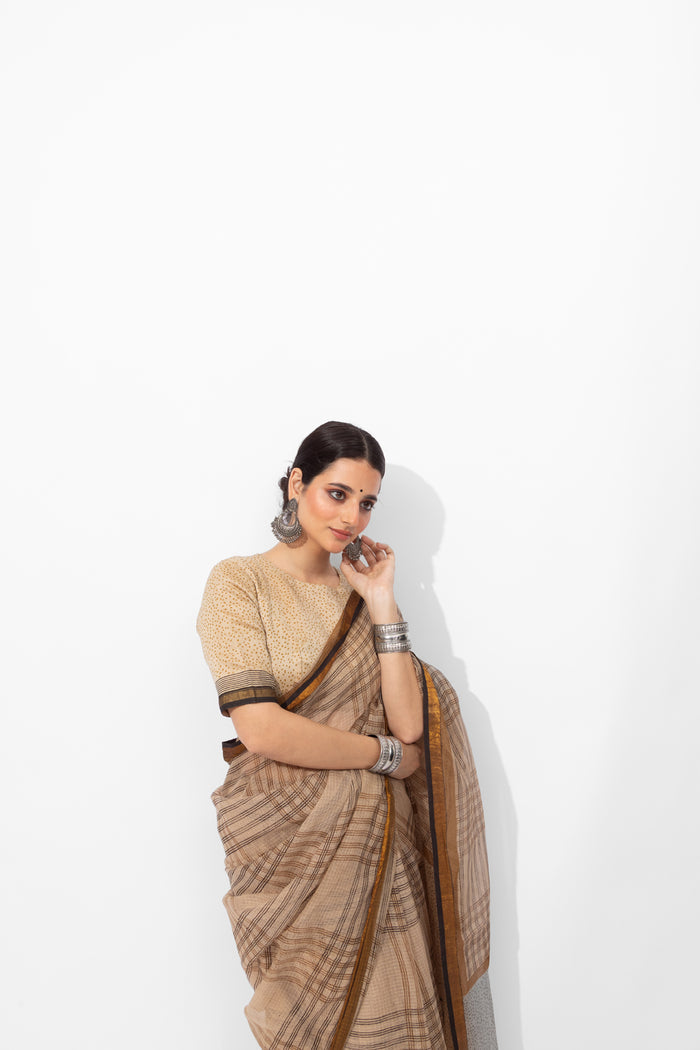 Exclusive Amounee Bagru Hand Block Printed Kota Saree