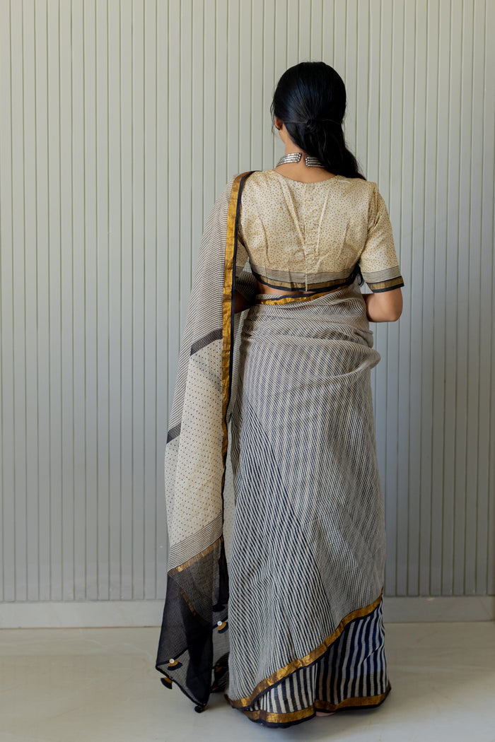 Exclusive Amounee Bagru Hand Block Printed Kota Saree