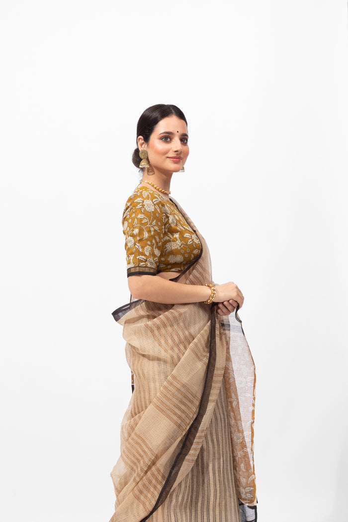 Exclusive Amounee Bagru Hand Block Printed Kota Saree