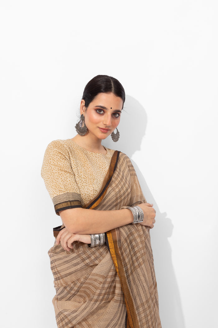 Exclusive Amounee Bagru Hand Block Printed Kota Saree