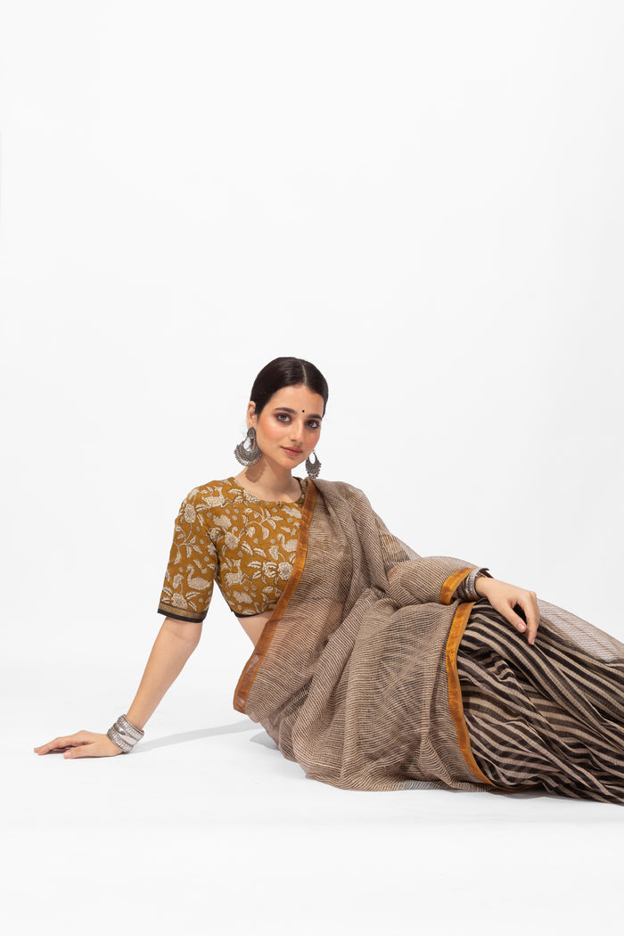 Exclusive Amounee Bagru Hand Block Printed Kota Saree