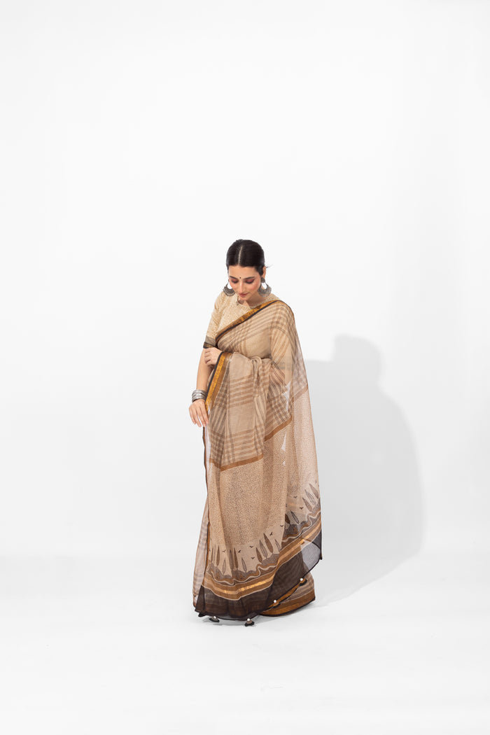 Exclusive Amounee Bagru Hand Block Printed Kota Saree