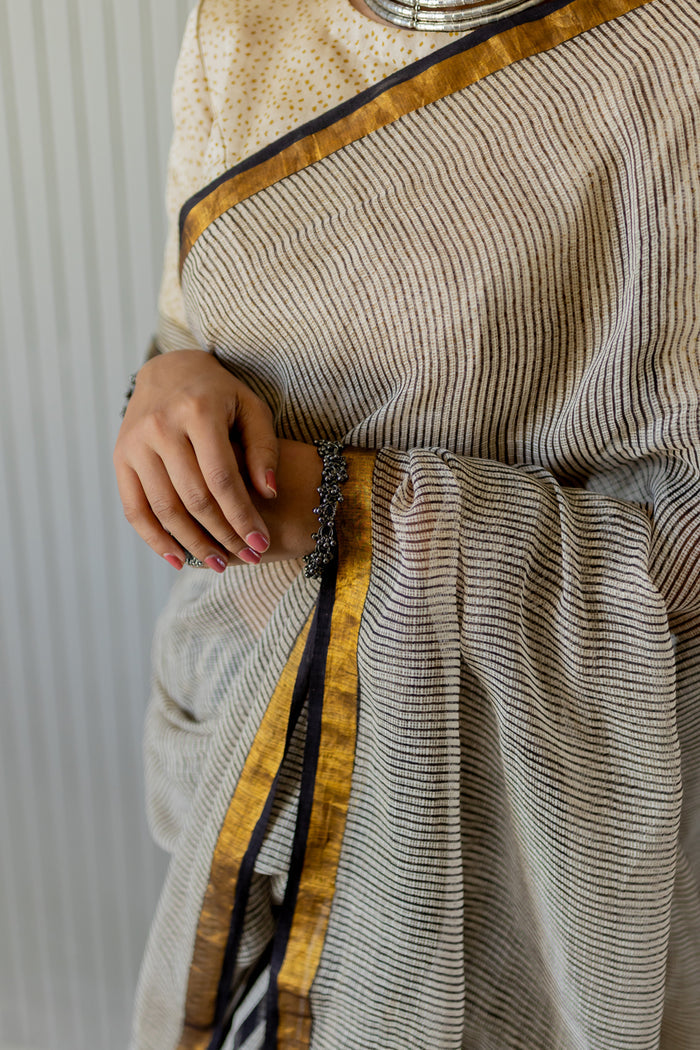 Exclusive Amounee Bagru Hand Block Printed Kota Saree
