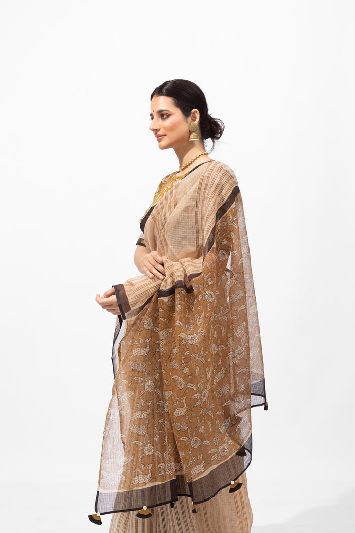 Exclusive Amounee Bagru Hand Block Printed Kota Saree