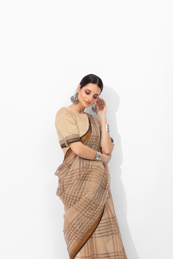 Exclusive Amounee Bagru Hand Block Printed Kota Saree