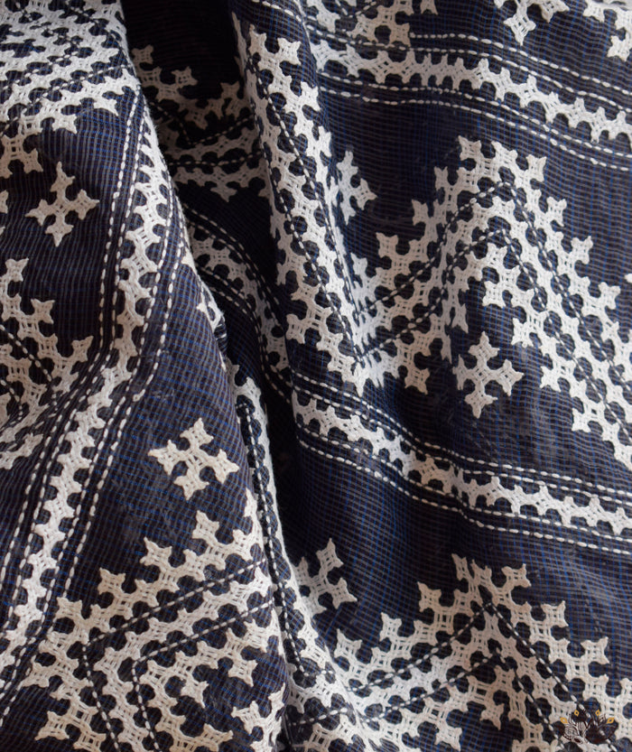 Exclusive Amounee Kantha Embroidered Kota Cotton Saree