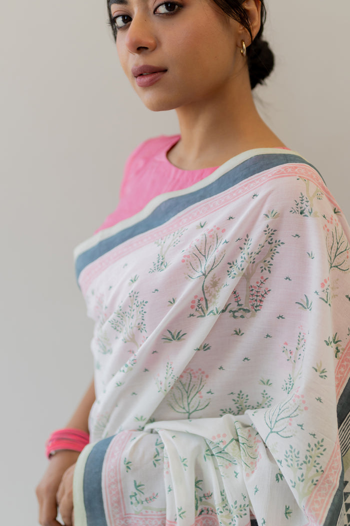 Exclusive Amounee Sanganeer Hand Block Printed Cotton Saree