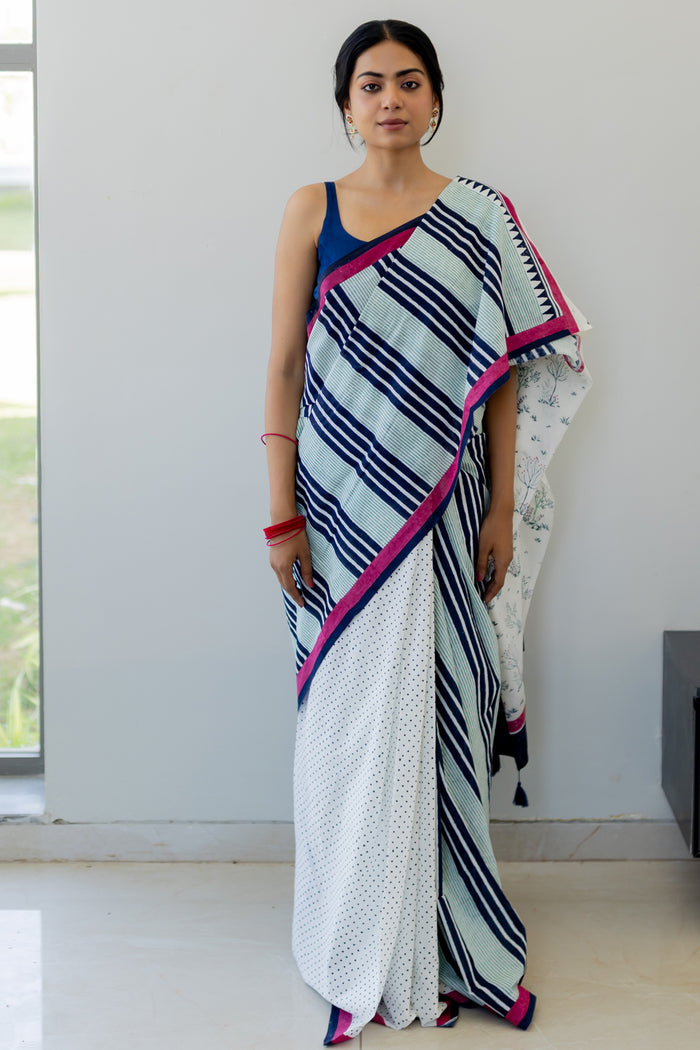 Exclusive Amounee Sanganeer Hand Block Printed Cotton Saree