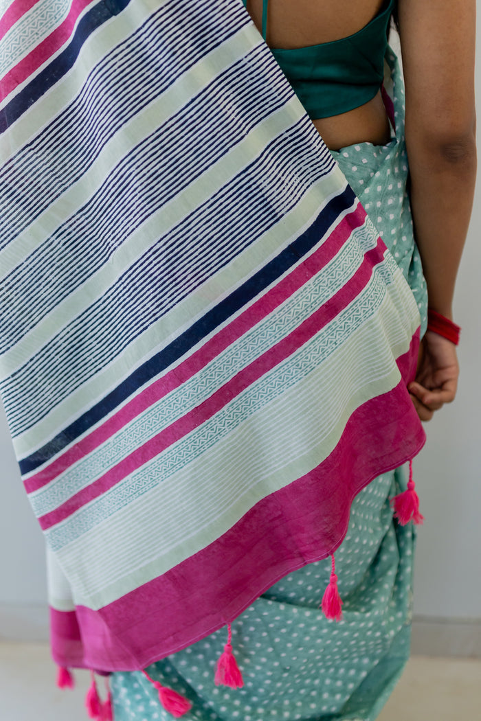 Exclusive Amounee Sanganeer Hand Block Printed Cotton Saree