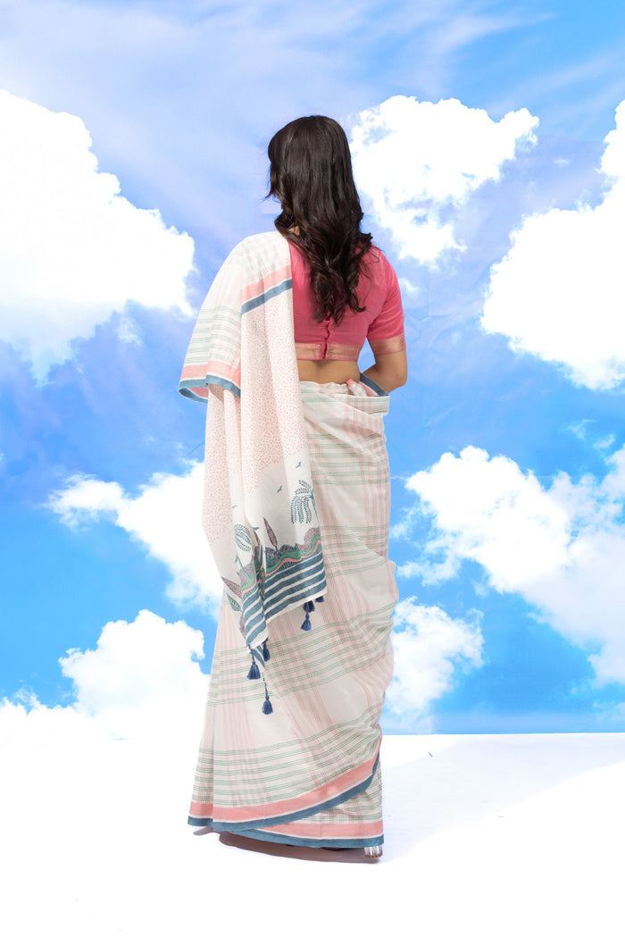 Exclusive Amounee Sanganeer Hand Block Printed Cotton Saree