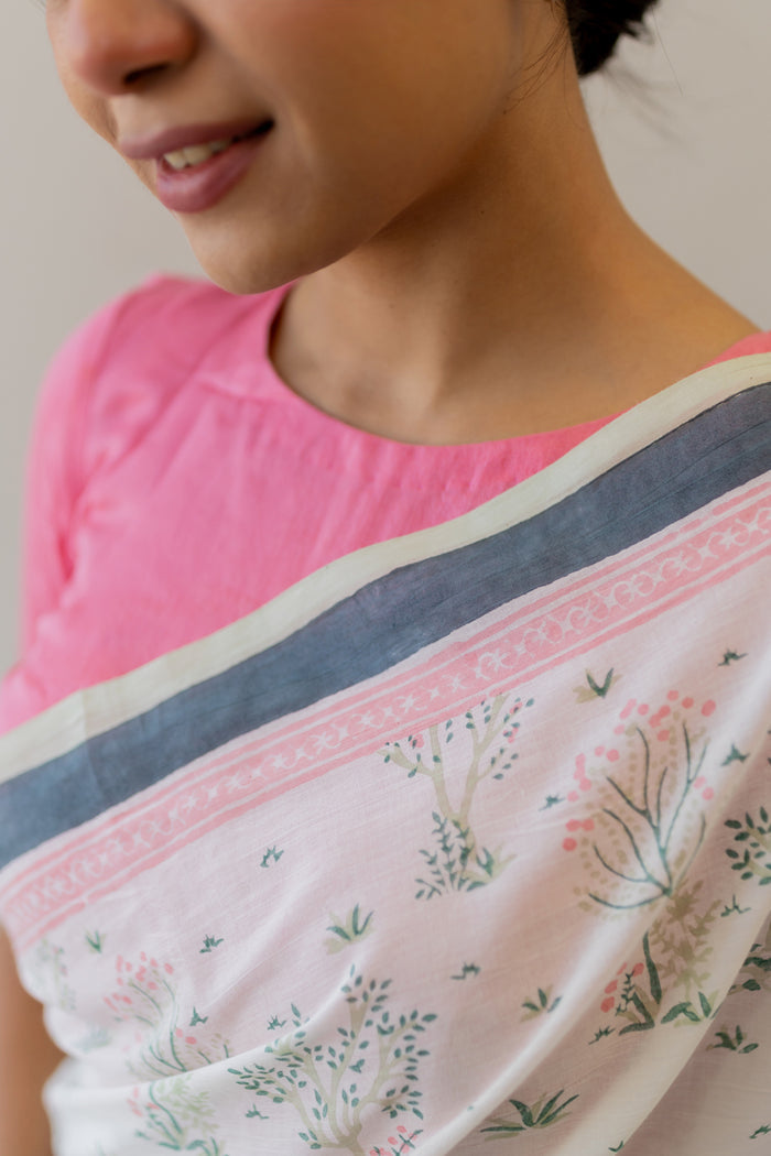 Exclusive Amounee Sanganeer Hand Block Printed Cotton Saree