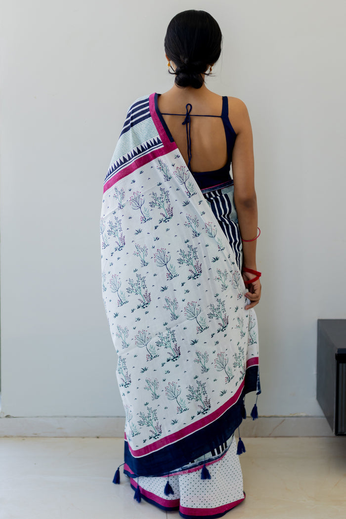 Exclusive Amounee Sanganeer Hand Block Printed Cotton Saree