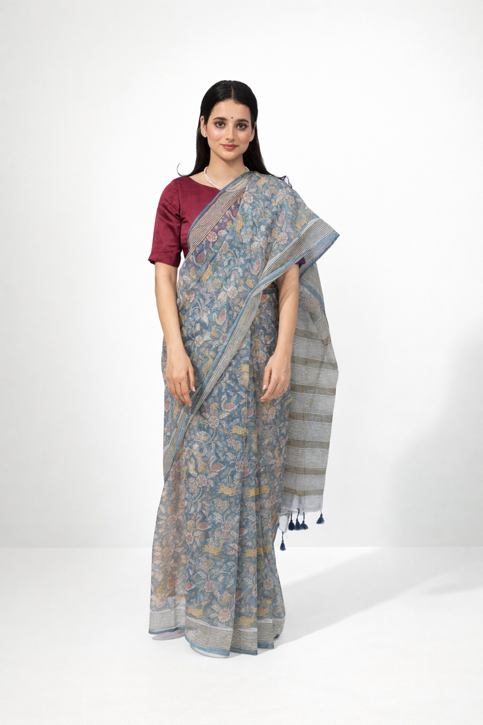 Exclusive Amounee Sanganeer Hand Block Printed Kota Saree