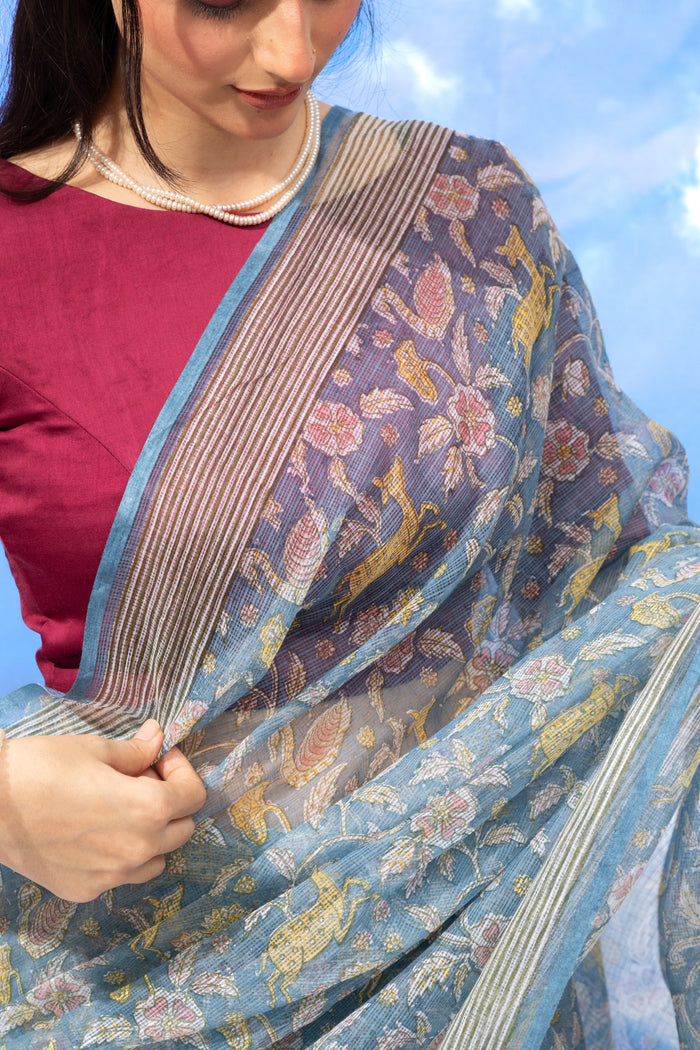 Exclusive Amounee Sanganeer Hand Block Printed Kota Saree