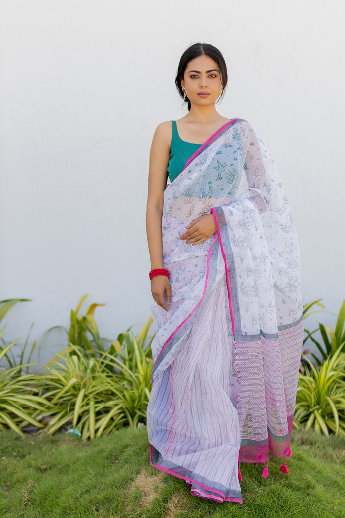 Exclusive Amounee Sanganeer Hand Block Printed Kota Saree