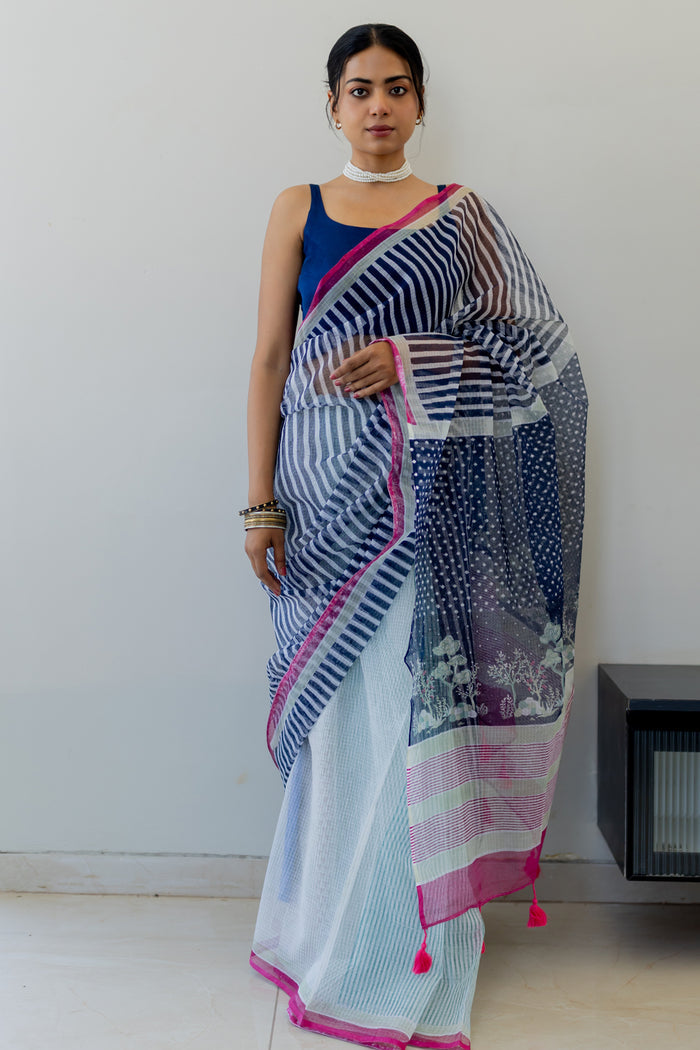 Exclusive Amounee Sanganeer Hand Block Printed Kota Saree
