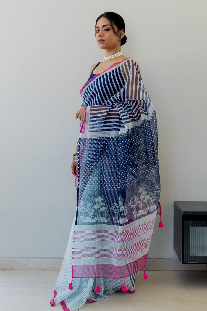 Exclusive Amounee Sanganeer Hand Block Printed Kota Saree