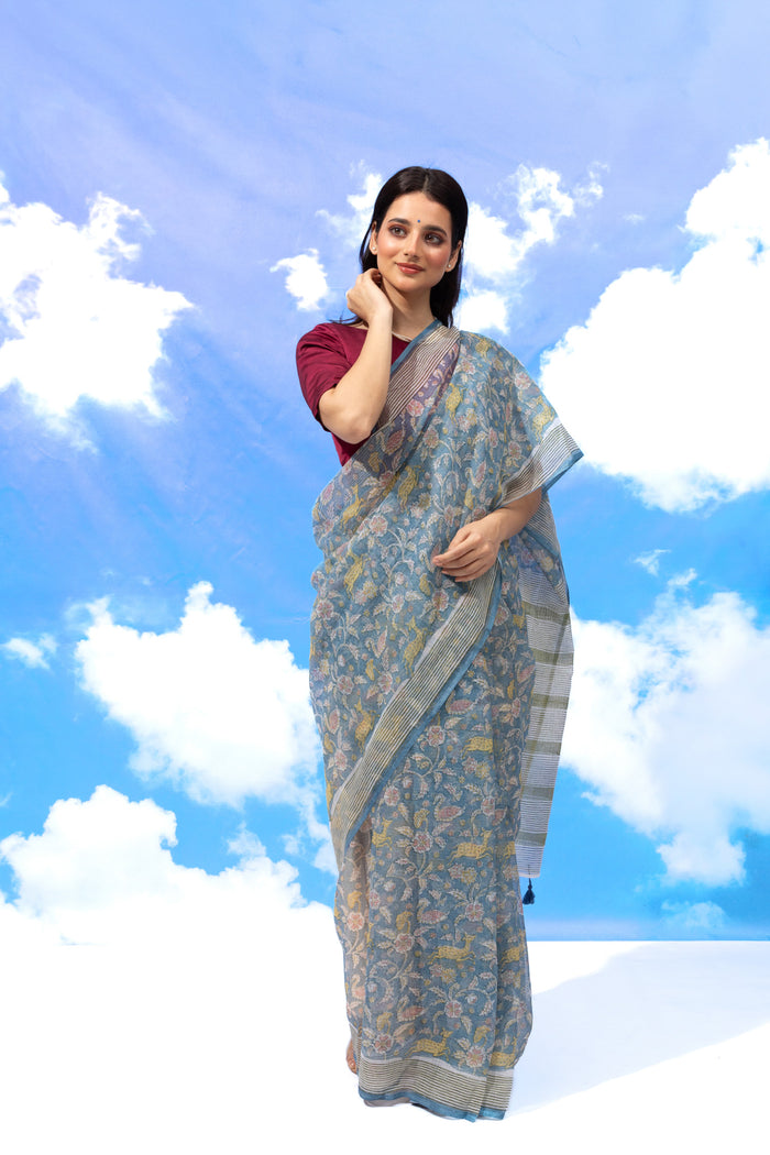 Exclusive Amounee Sanganeer Hand Block Printed Kota Saree