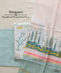 Exclusive Amounee Sangneer Hand Block Printed Chanderi Suit Piece with Chanderi Dupatta