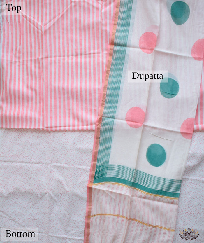 Exclusive Amounee Sangneer Hand Block Printed Chanderi Suit Piece with Chanderi Dupatta