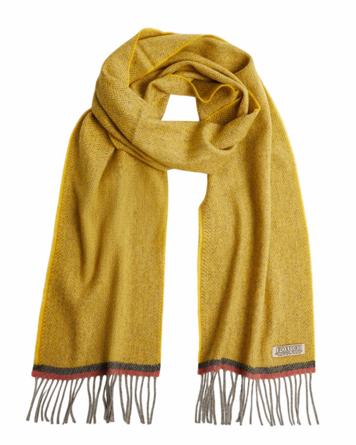 Foxford Gold Herringbone Lambswool Scarf