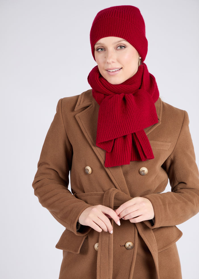 Foxford Red Ribbed Cashmere Beanie
