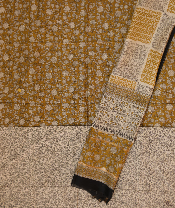 Handblock Printed Bagru Chanderi  Suit