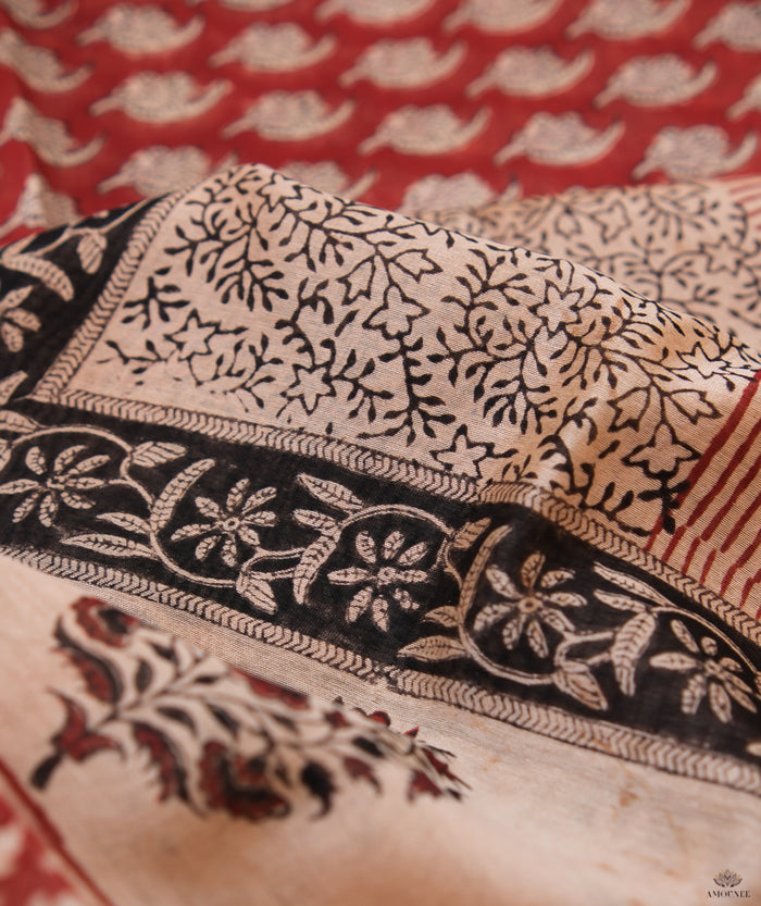 Handblock Printed Bagru Chanderi  Suit