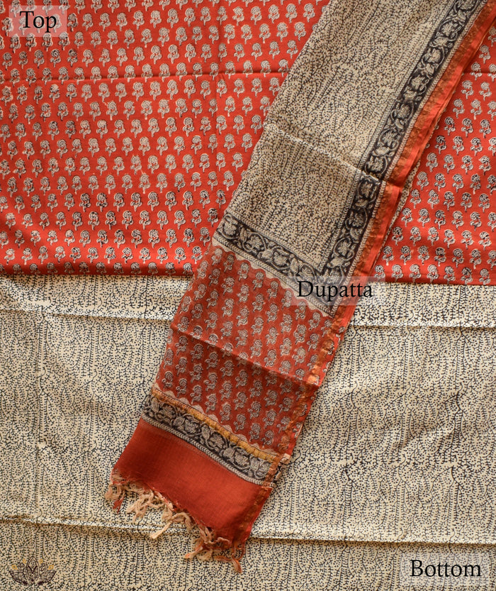 Handblock Printed Bagru cotton Suits with Kota Dupatta