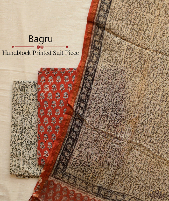 Handblock Printed Bagru cotton Suits with Kota Dupatta