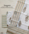 HANDBLOCK PRINTED SANGANEER COTTON SUITS WITH KOTA DUPATTA