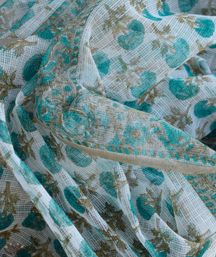 HANDBLOCK PRINTED SANGANEER COTTON SUITS WITH KOTA DUPATTA