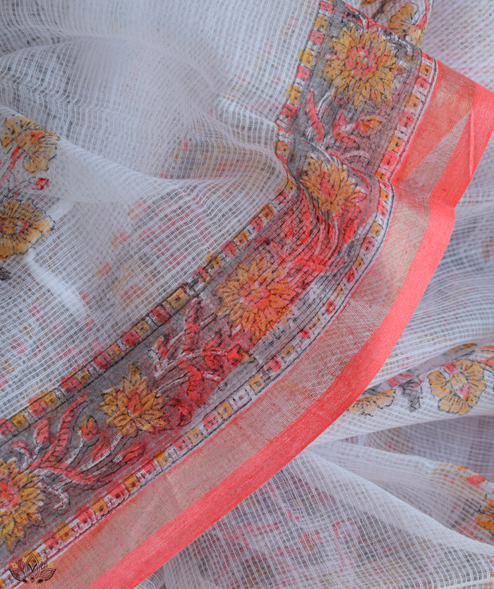 HANDBLOCK PRINTED SANGANEER COTTON SUITS WITH KOTA DUPATTA