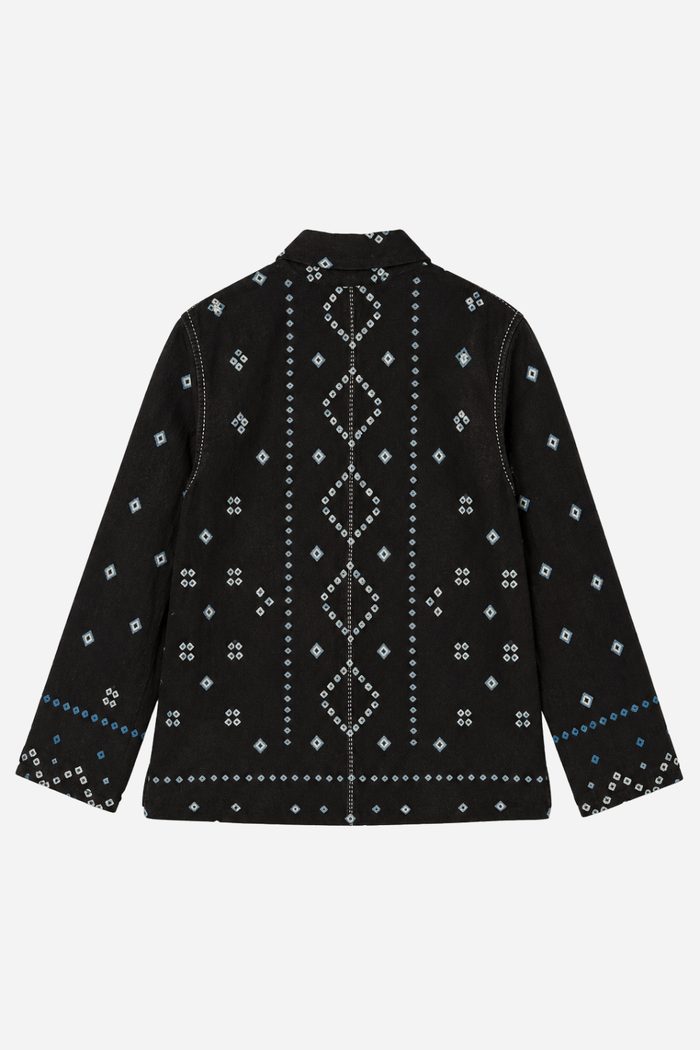 Handwoven Acrylic Bandhini Shacket —Black