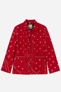 Handwoven Acrylic Bandhini Shacket — Red