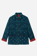 Handwoven Acrylic Bandhini Shacket — Turquoise Blue
