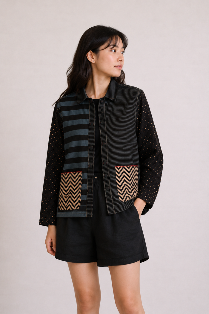 Handwoven Kala Cotton Ajrakh Shacket