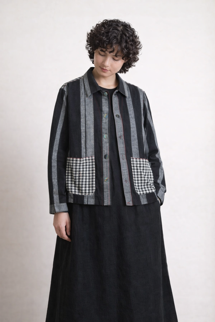 Handwoven Kala Cotton Shacket - Black