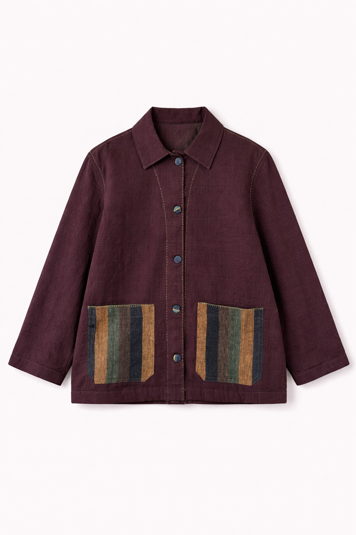 Handwoven Kala Cotton Shacket - Brown