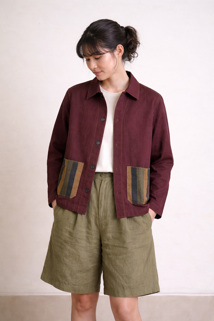Handwoven Kala Cotton Shacket - Brown
