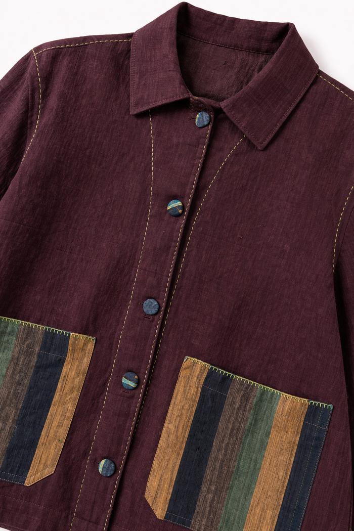 Handwoven Kala Cotton Shacket - Brown