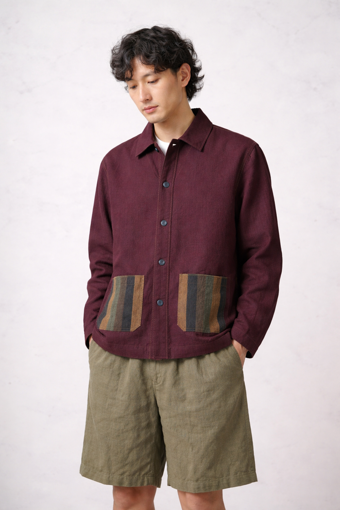Handwoven Kala Cotton Shacket - Brown
