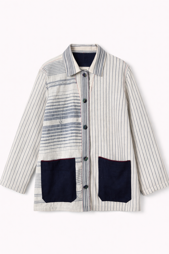 Handwoven Kala Cotton Shacket - dark indigo