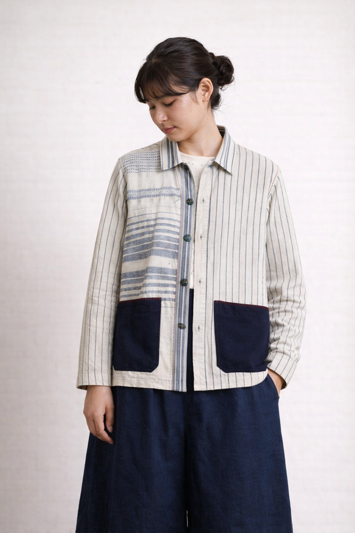 Handwoven Kala Cotton Shacket - dark indigo