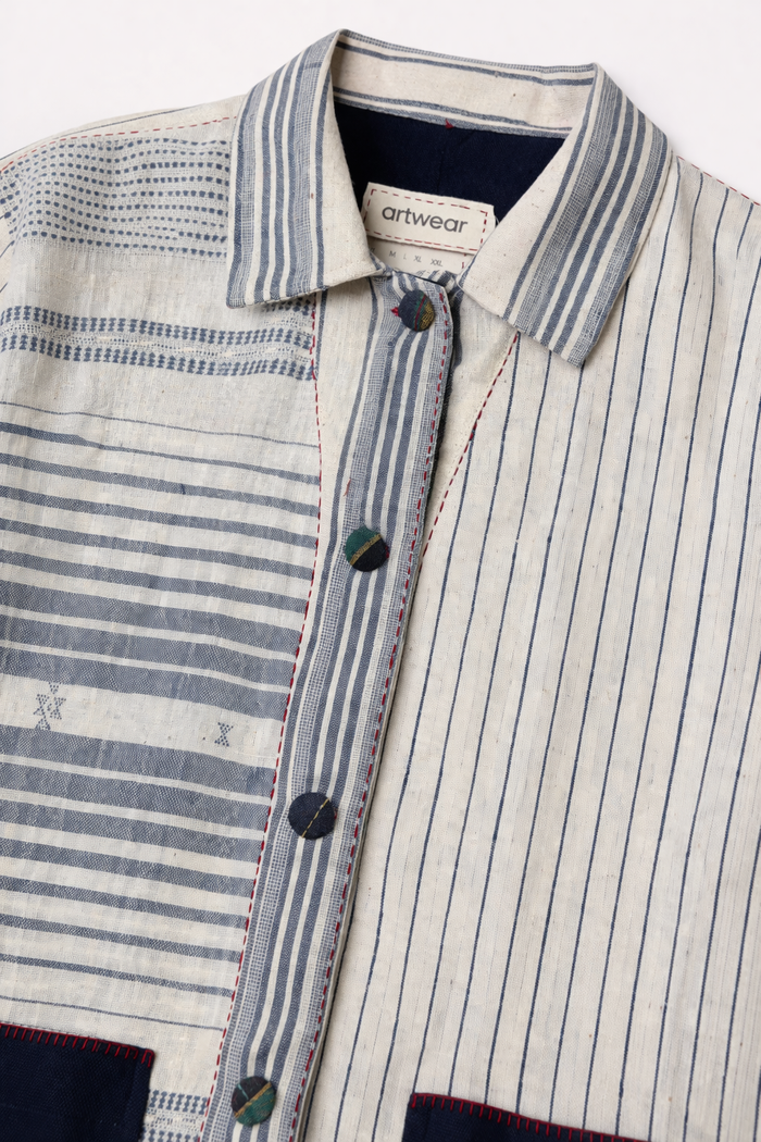 Handwoven Kala Cotton Shacket - dark indigo