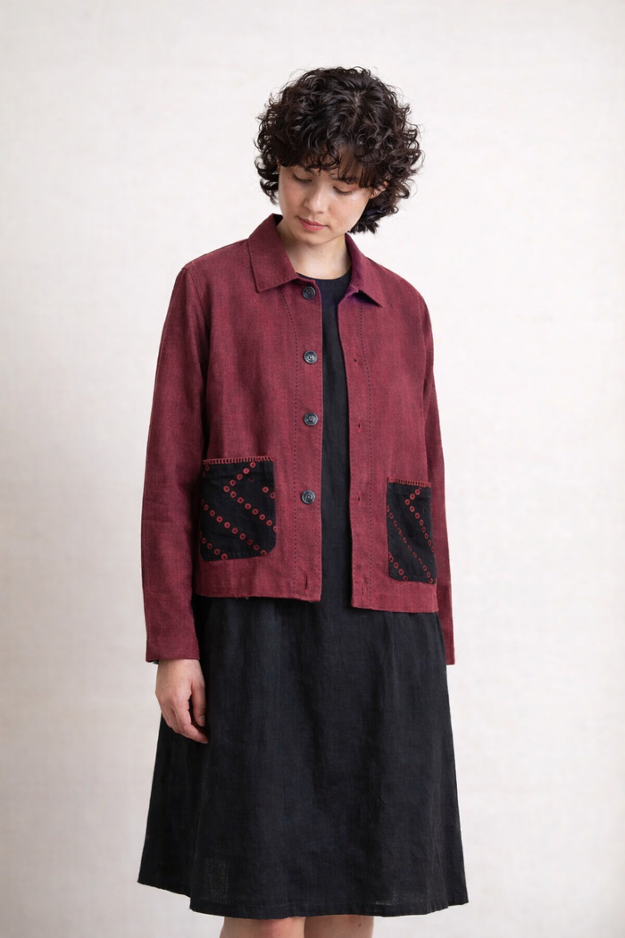 Handwoven Kala Cotton Shacket - Dark Pink