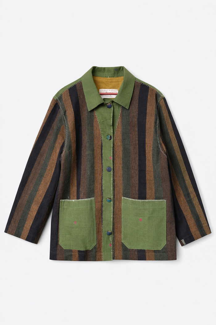 Handwoven Kala Cotton Shacket - Green